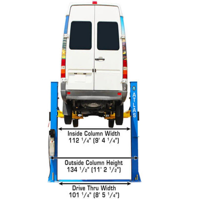 ATLAS BP10000X 2-POST LIFT – 10,000LB CAPACITY FOR LOW CEILINGS
