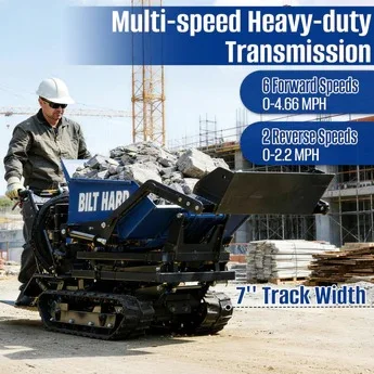 BILT HARD 1100lbs Capacity Tracked Wheelbarrow – 302cc Gas Powered Dumper w/ Electric Start