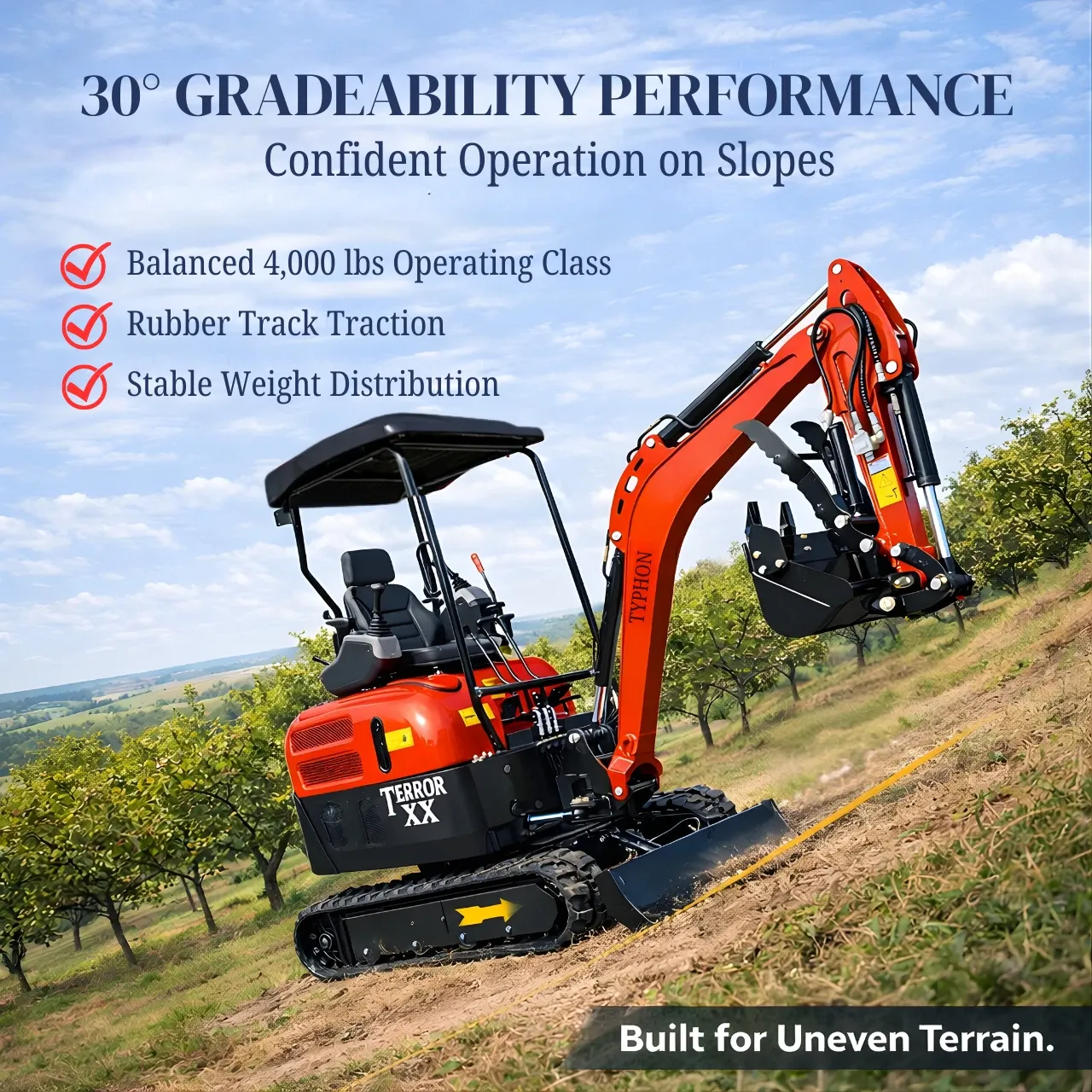 Terror XX Mini Excavator 4000lb Kubota D902 EPA Engine Crawler New