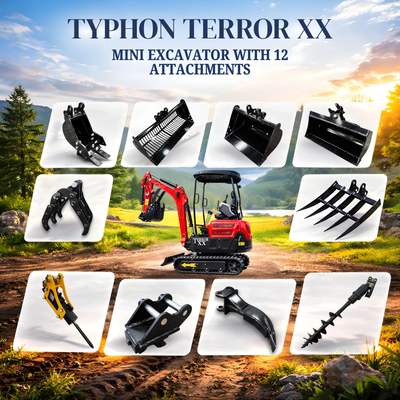 Terror XX Mini Excavator 4000lb Kubota D902 EPA Engine Crawler New