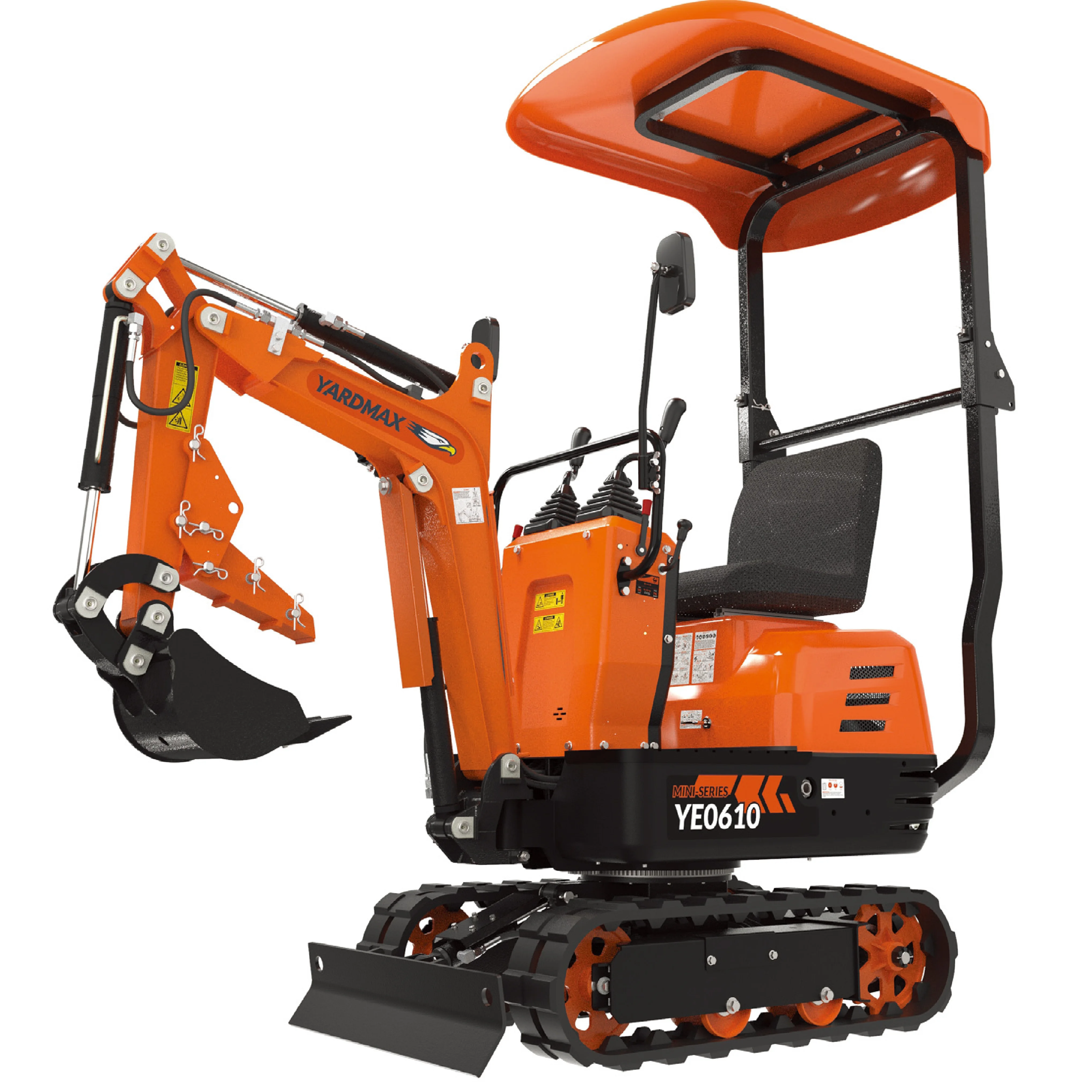 Mini Excavator with canopy, Claw, Grading Bucket & Rake, 306cc EPA compliant engine, suitable for construction work, farm&landscaping, utility installations