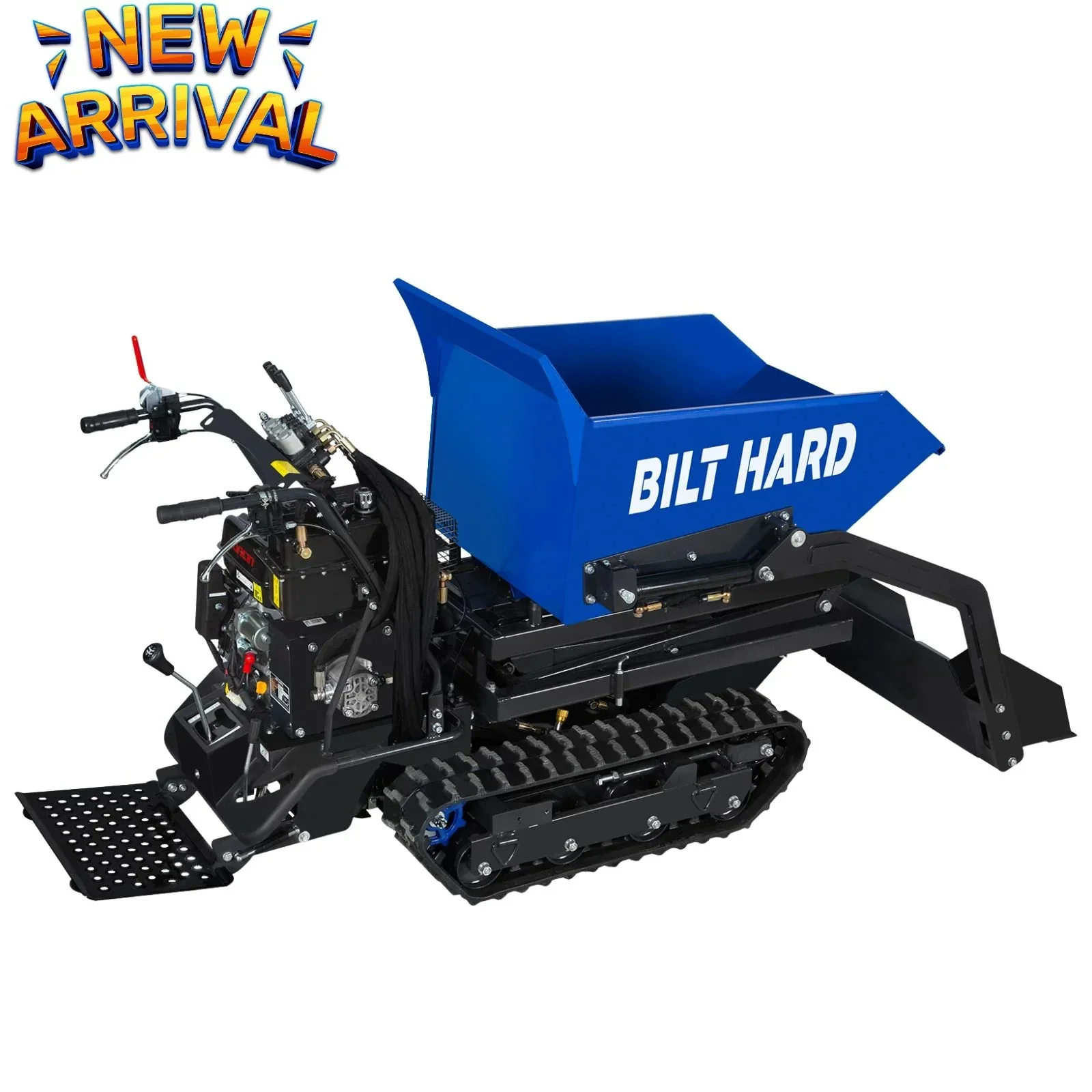 BILT HARD 1100lbs Capacity Tracked Wheelbarrow – 302cc Gas Powered Dumper w/ Electric Start