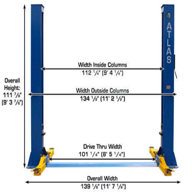 ATLAS BP10000X 2-POST LIFT – 10,000LB CAPACITY FOR LOW CEILINGS