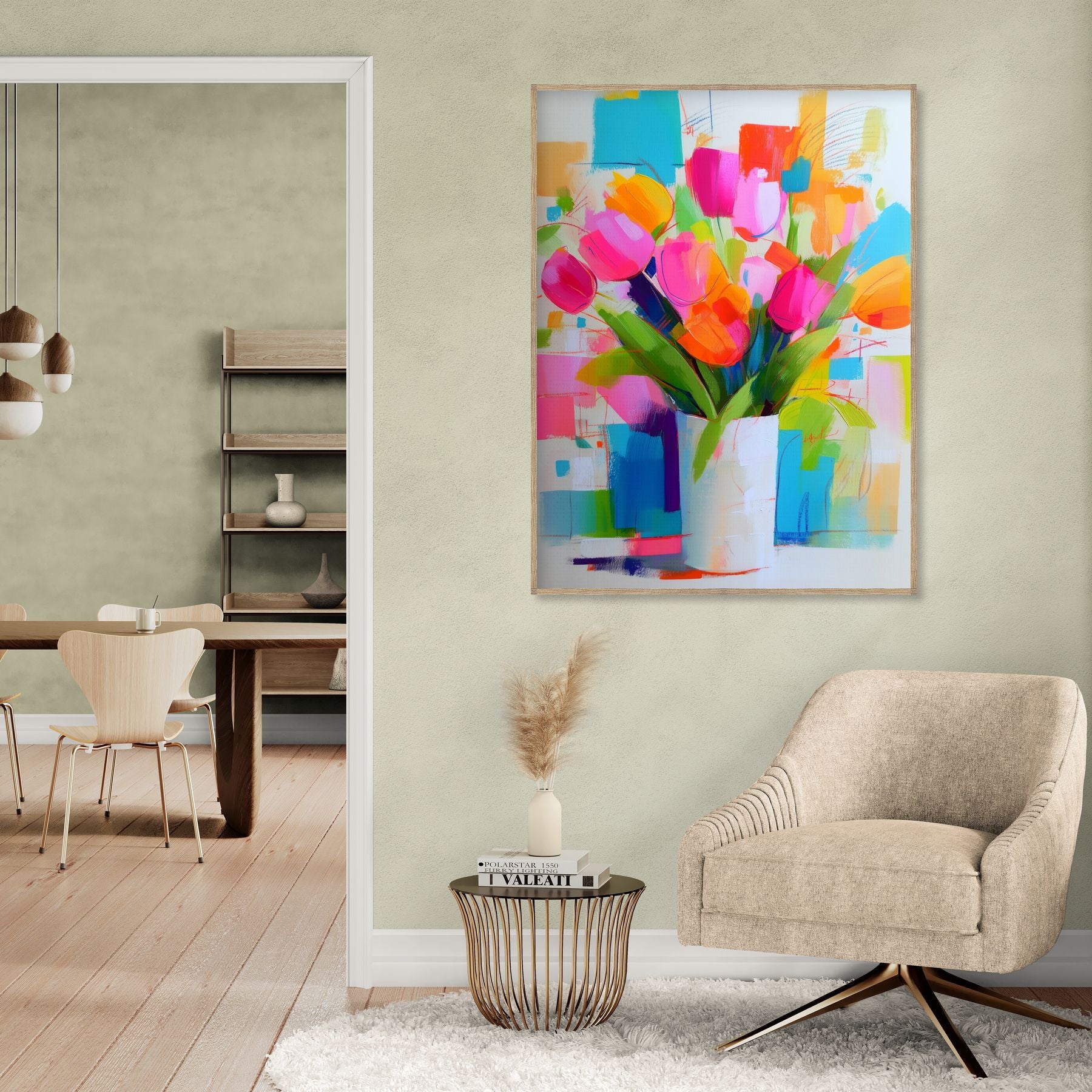 Tableau déco tulipes multicolores