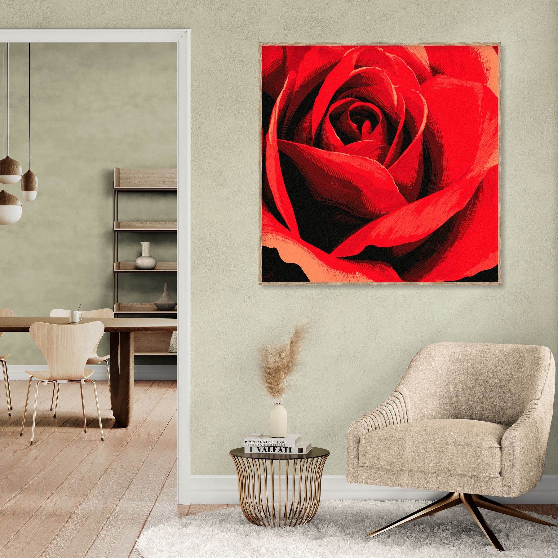 Tableau mural rose rouge