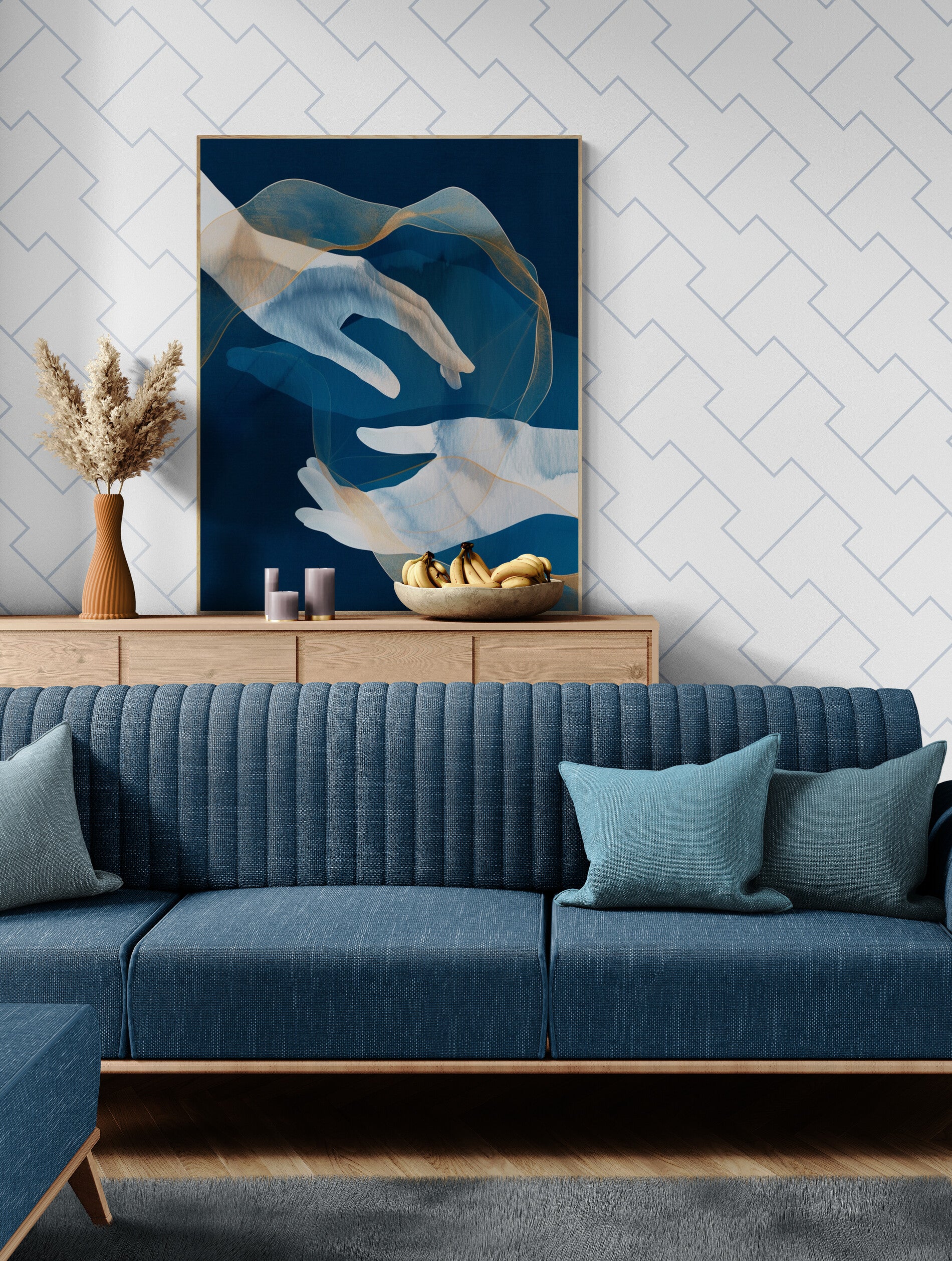 Cadre déco Harmonie Voile de Mains Bleues