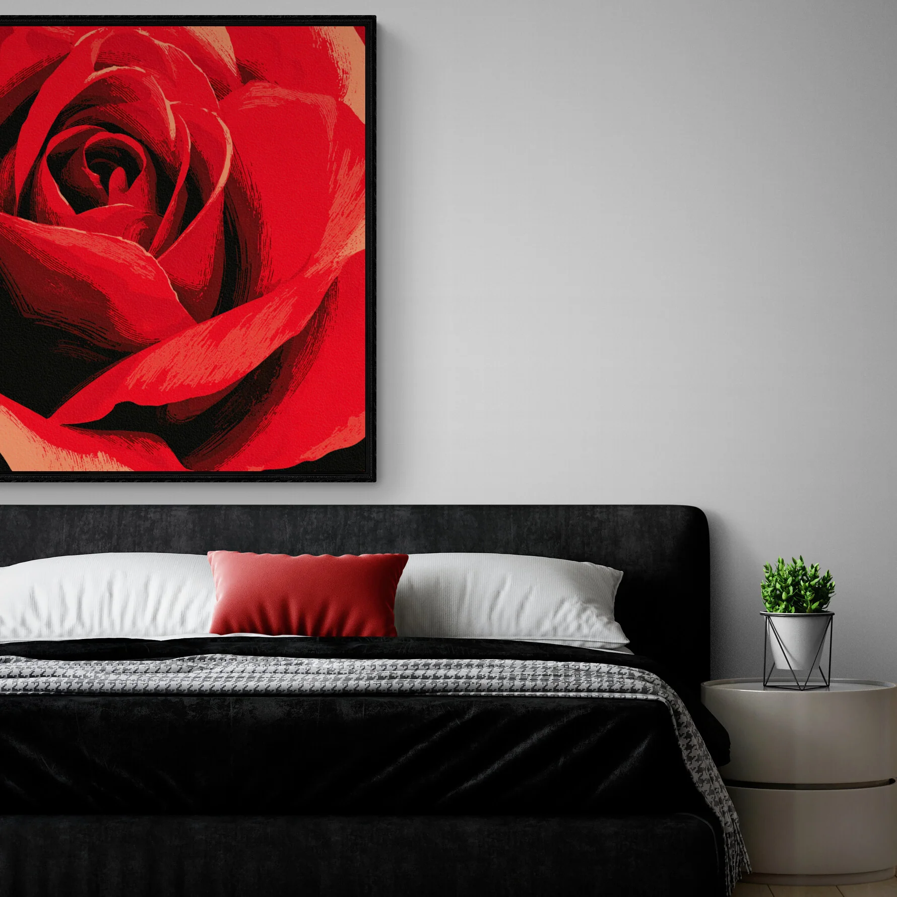 Tableau mural rose rouge