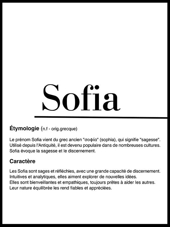 Poster Personnalisée Étymologique Prénom