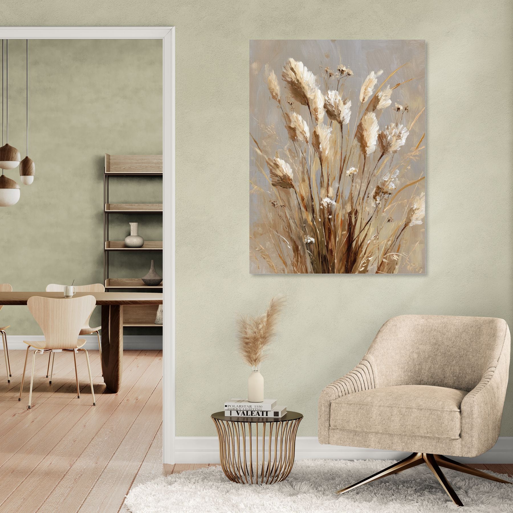 Tableau Herbe des pampas aux tons beiges