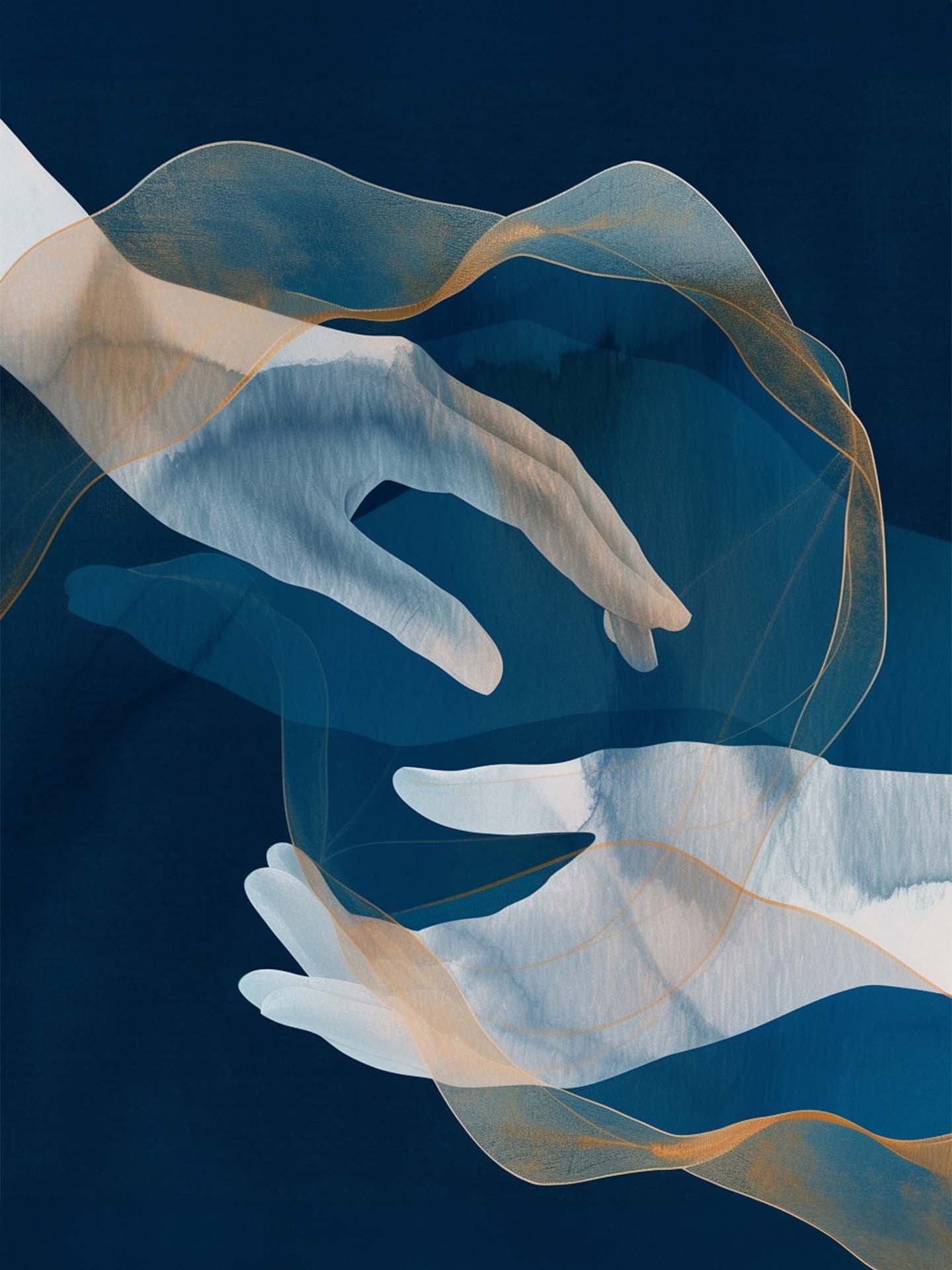 Cadre déco Harmonie Voile de Mains Bleues