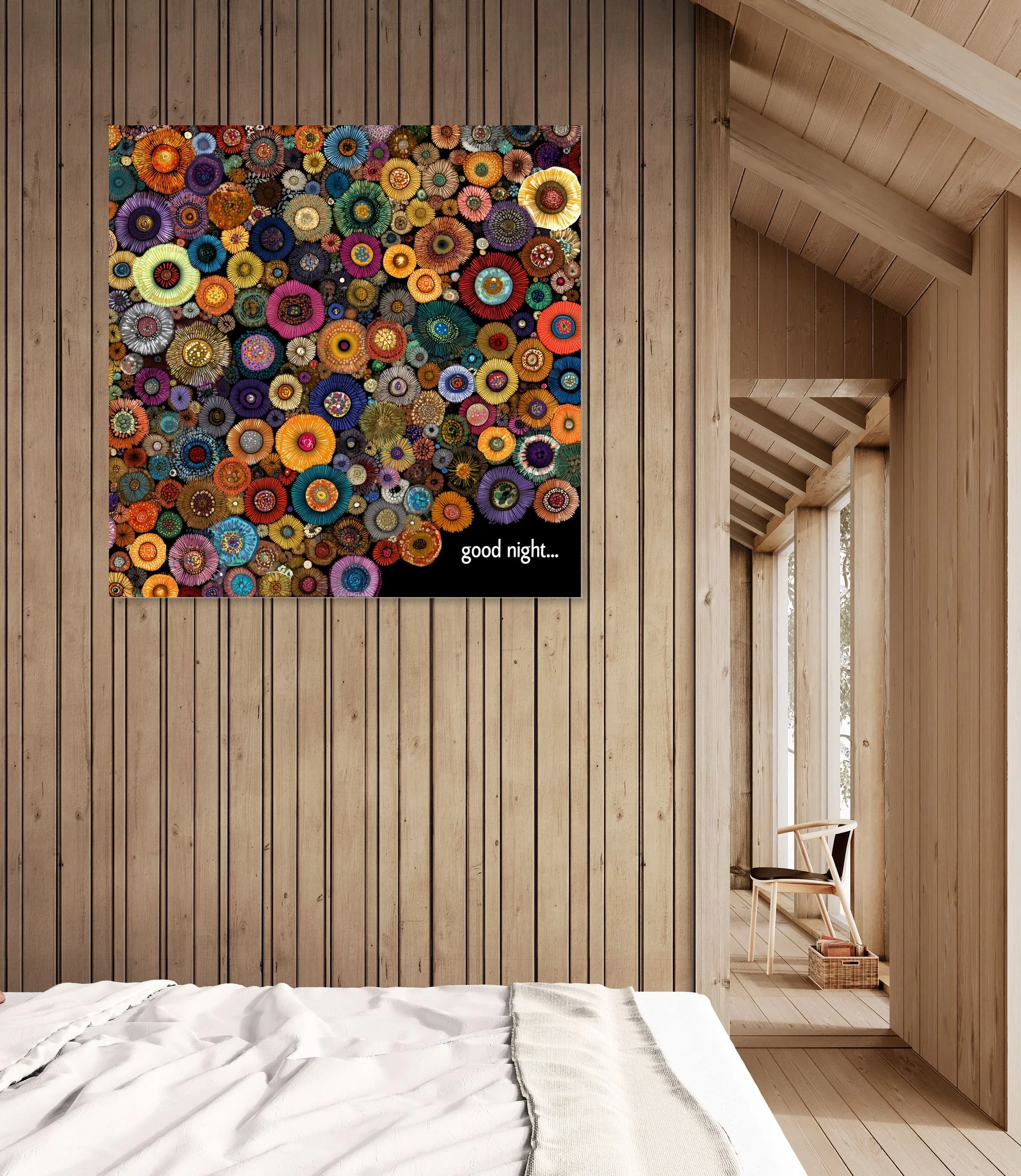 Tableau mural éclatant avec cercles colorés pour un espace vivant