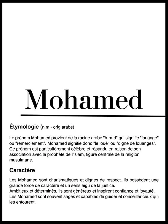 Poster Personnalisée Étymologique Prénom