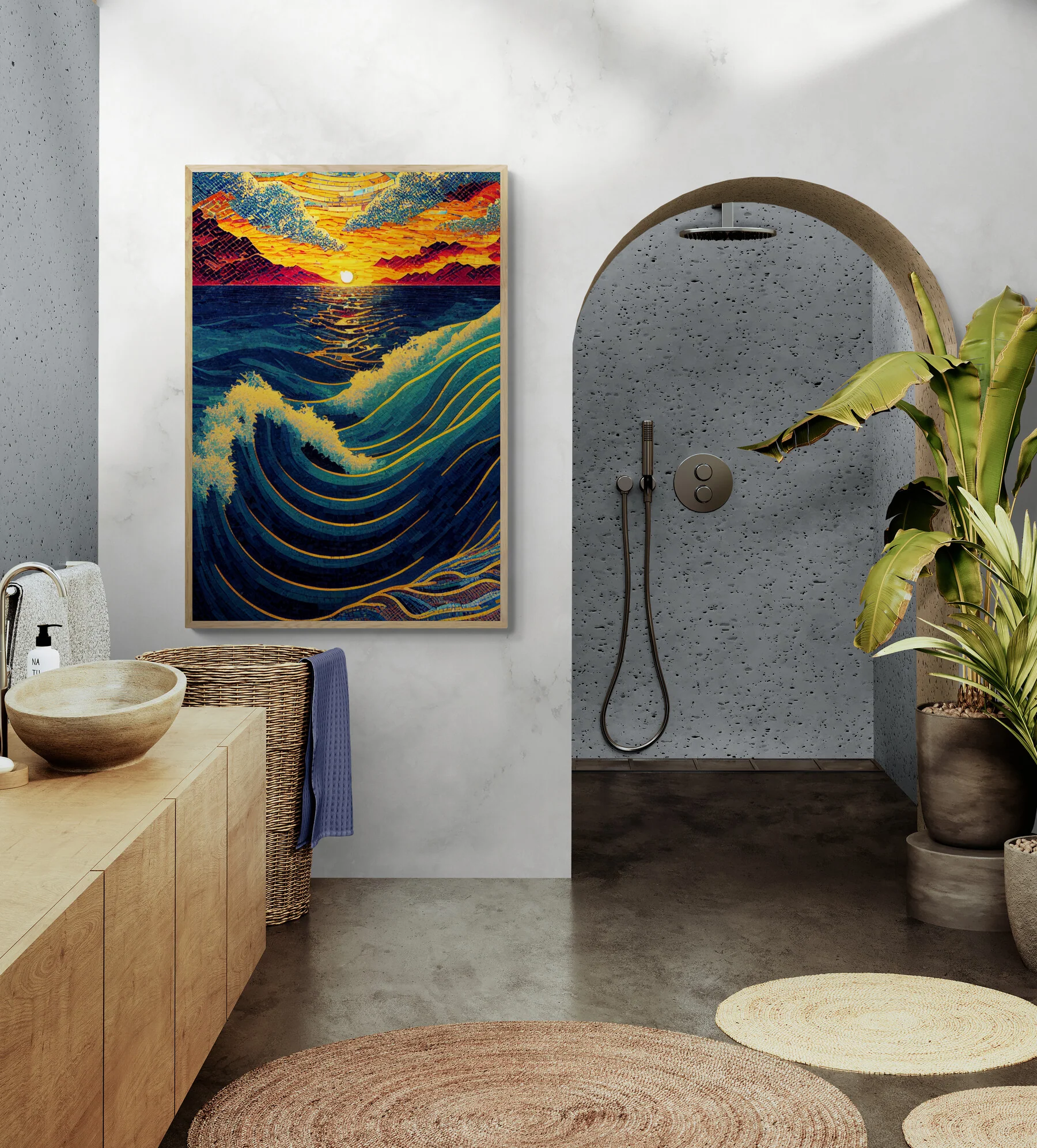 Tableau Vagues Dorées