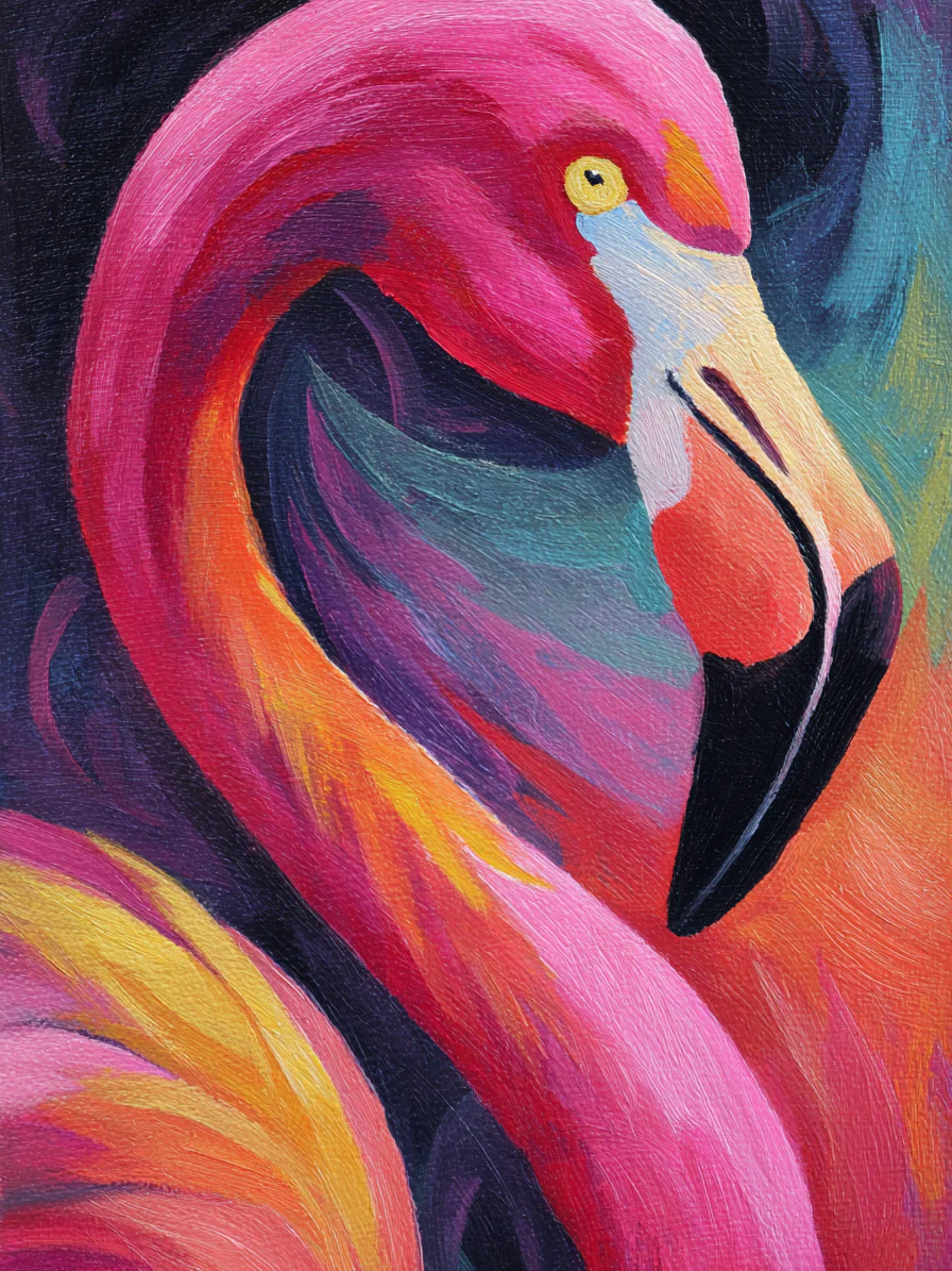 Tableau flamant rose coloré