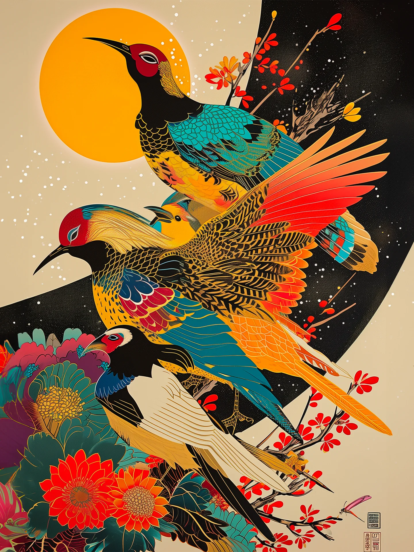 Tableau Oiseaux du Japon