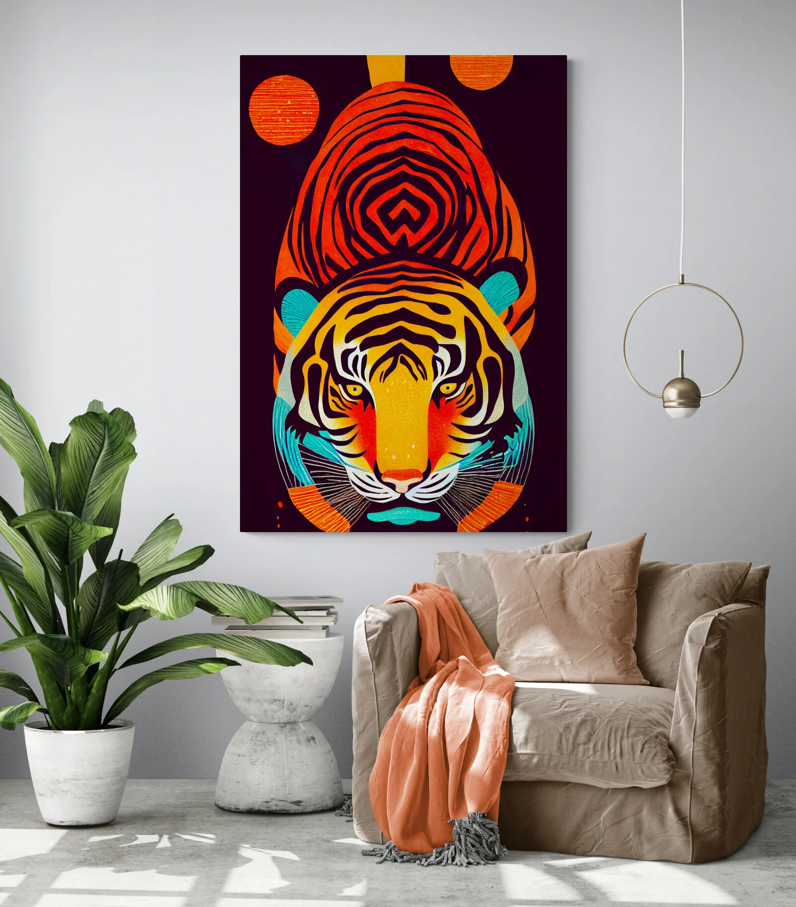 Cadre décoratif tigre japonais vibrant