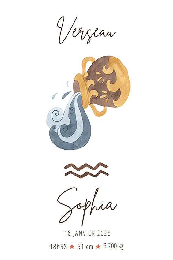 VERSEAU Horoscope - Cadeau Personnalisé Bébé