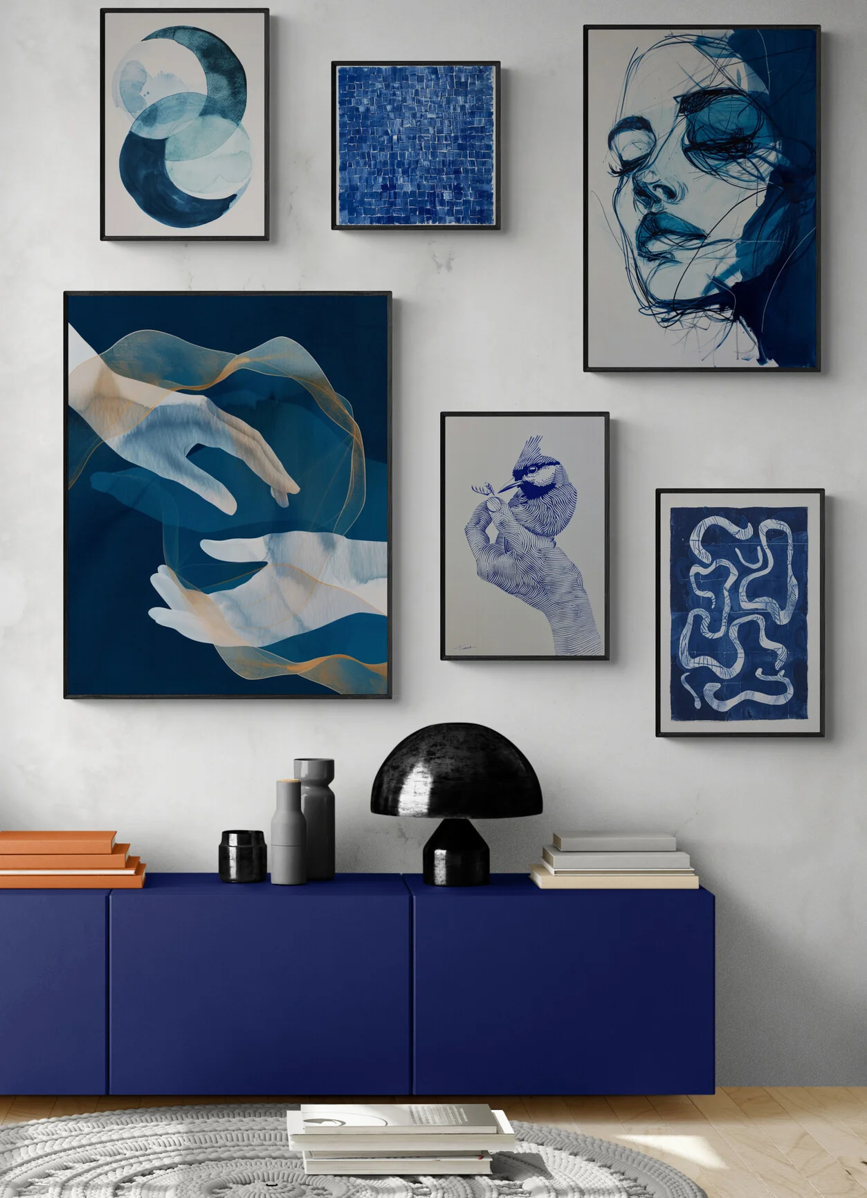 Cadre déco Harmonie Voile de Mains Bleues