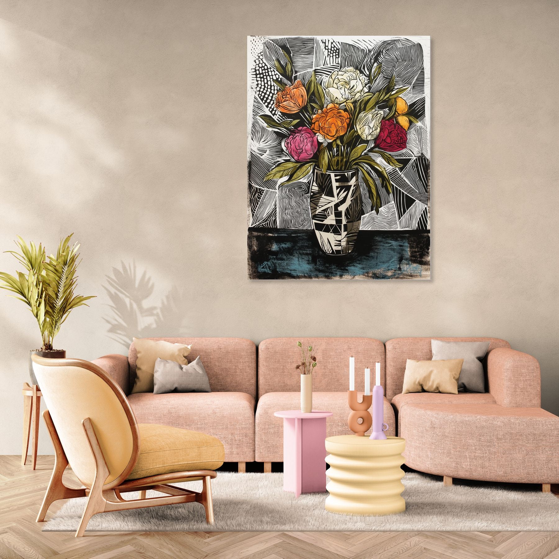 Tableau floral moderne