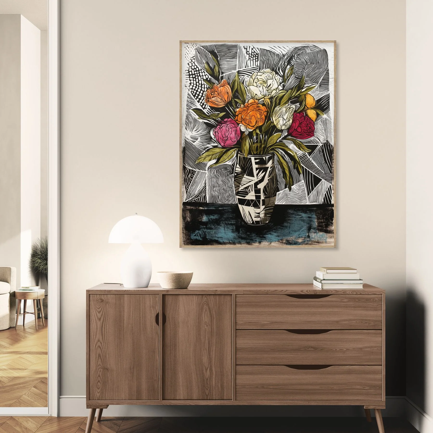 Tableau floral moderne