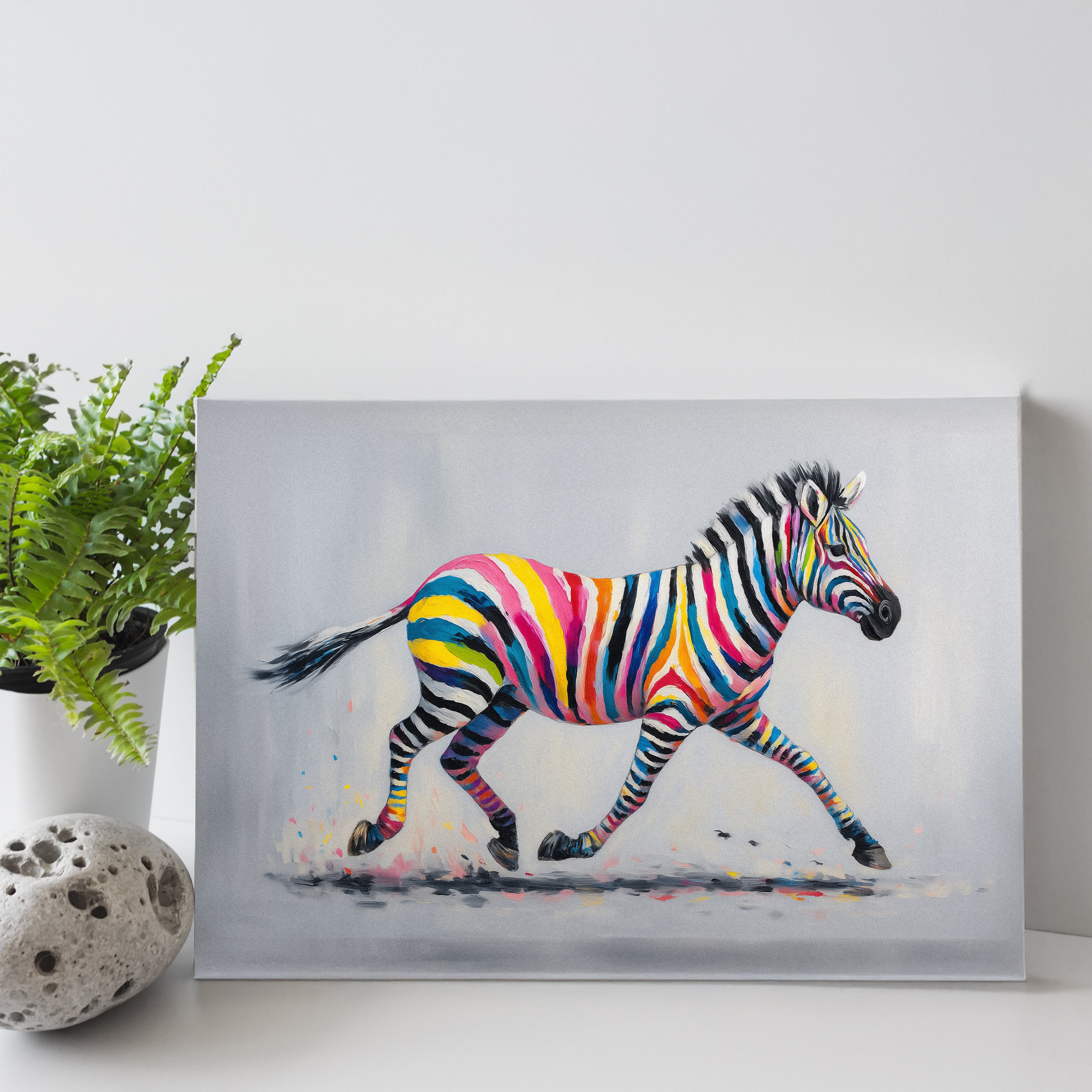 Tableau mural zèbre Multicolore