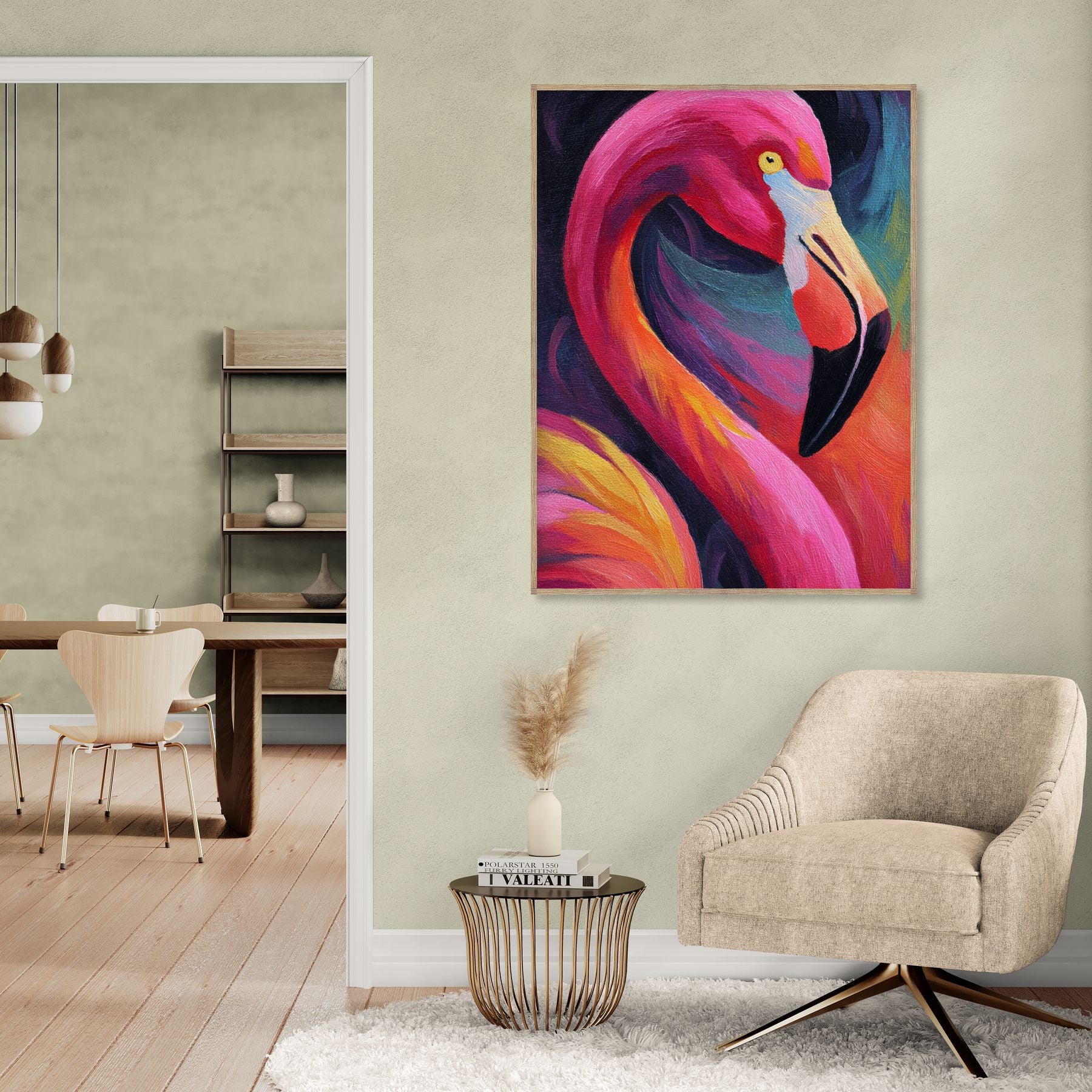 Tableau flamant rose coloré