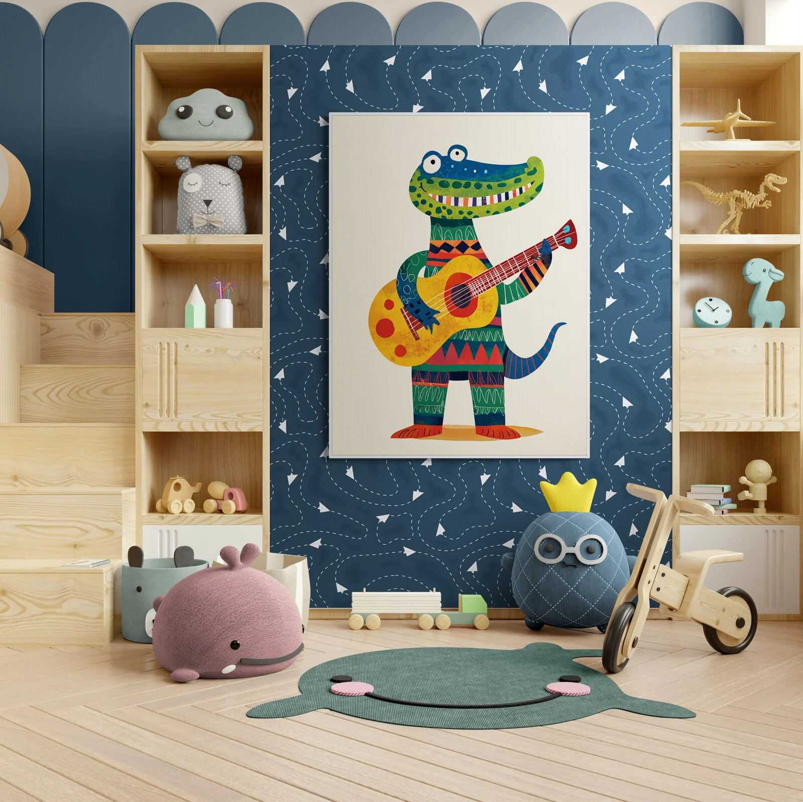 Croco coloré avec guitare