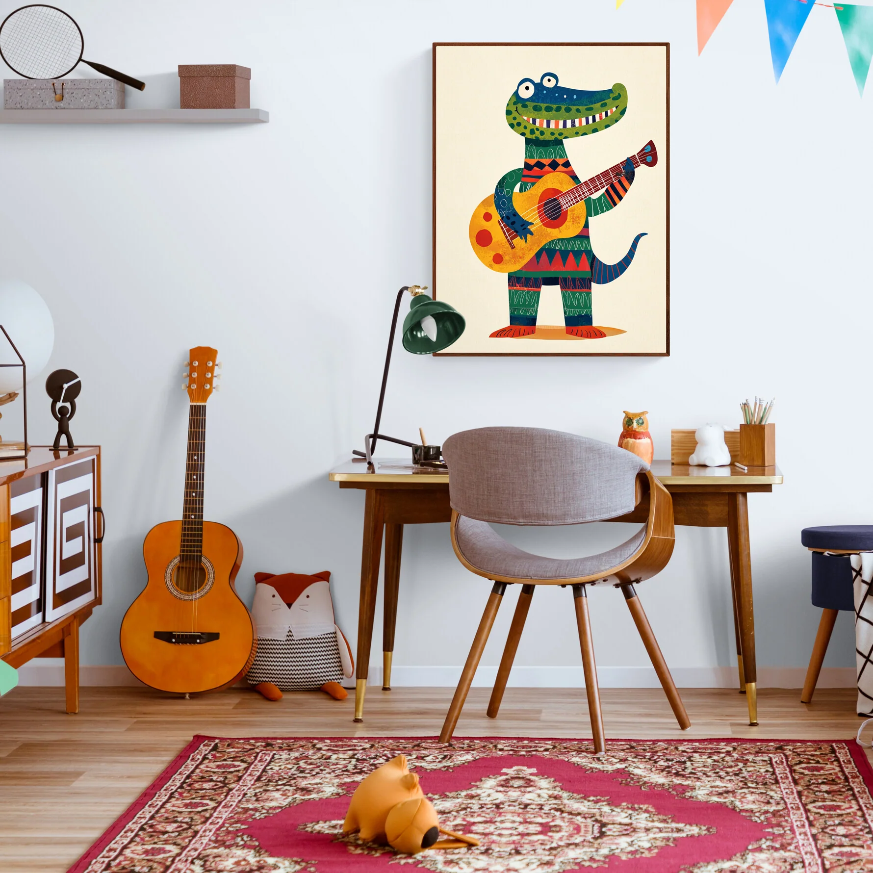 Croco coloré avec guitare