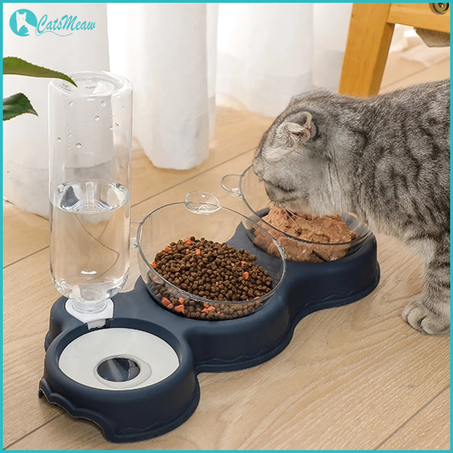 CatsMeaw™ Double Cat Bowls Food and Water Fountain
