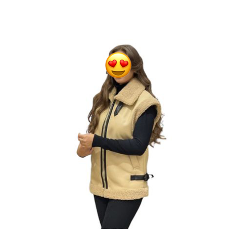Gilet beige en simili-cuir