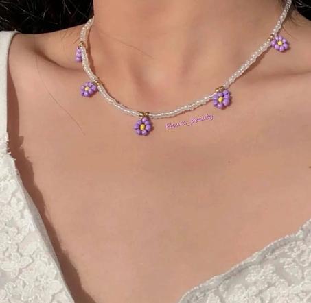 Collier Fleur Mauve