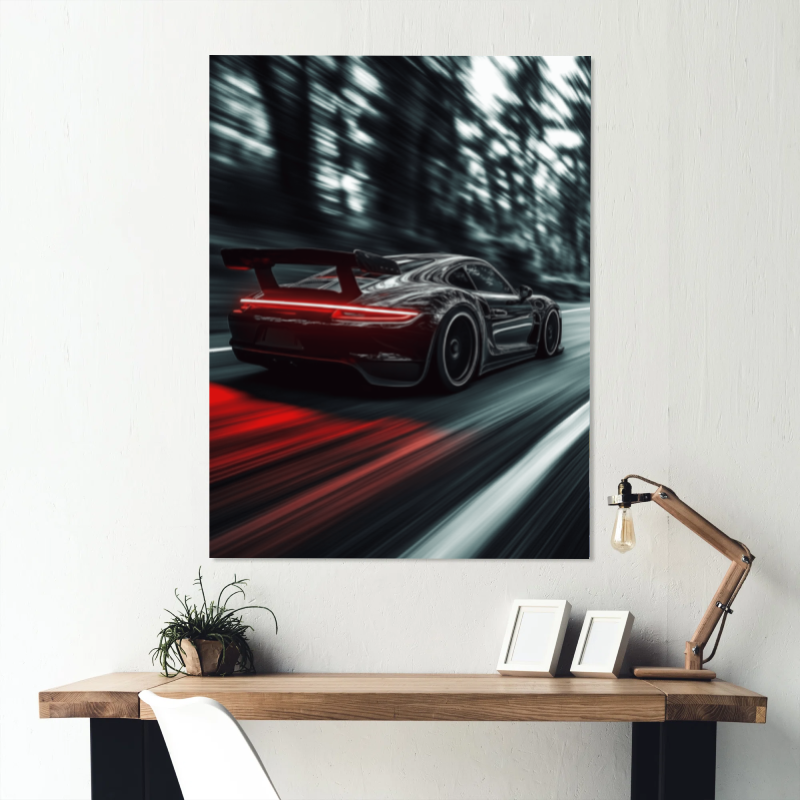 Porsche 911 Speed Canvas Wall Art – Supercar Motion Photography Print