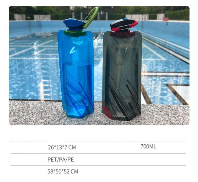 700ml PET PA PE Foldable Collapsible Water Bottle For Travel 2