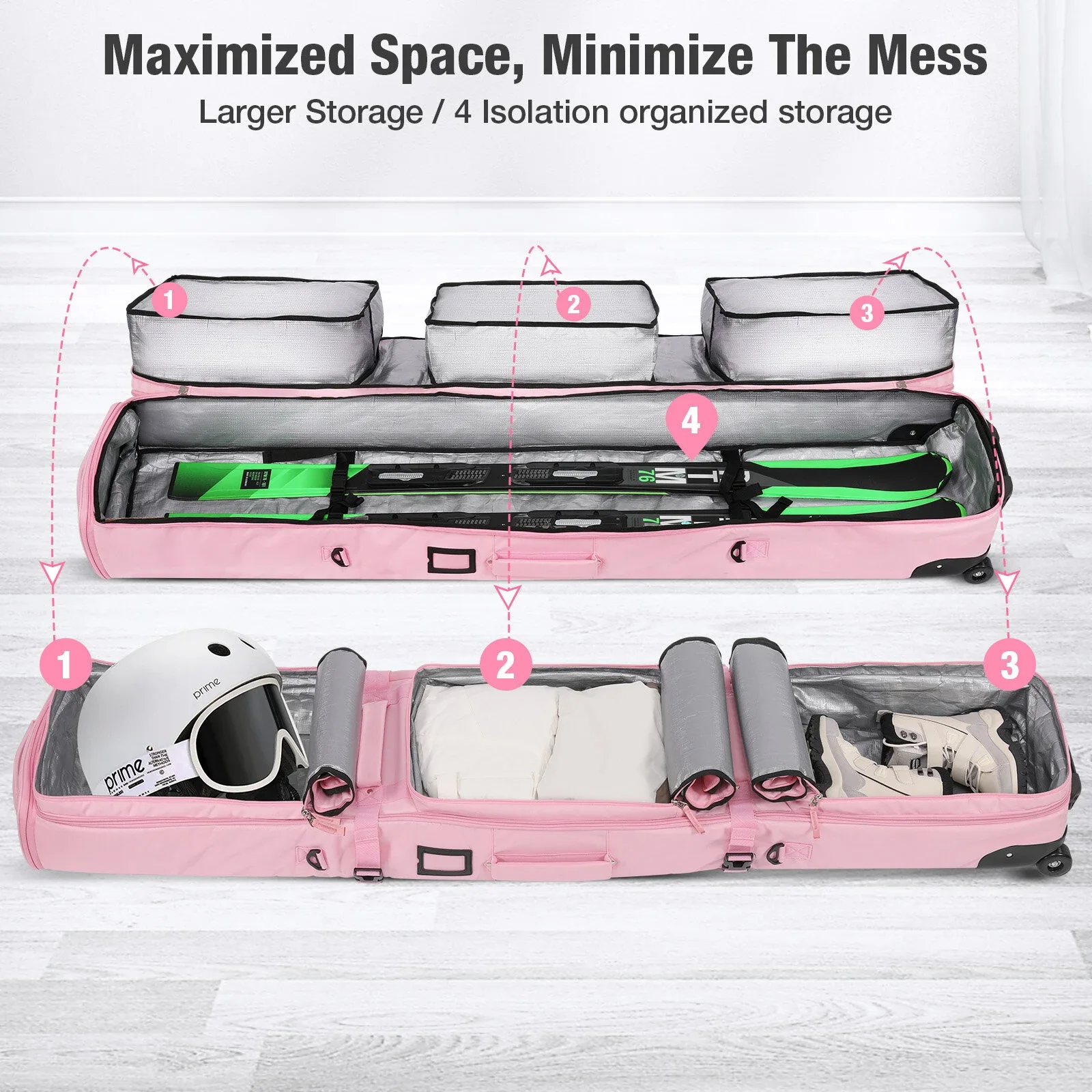 DashingNoah Rolling Ski Bags with Wheel