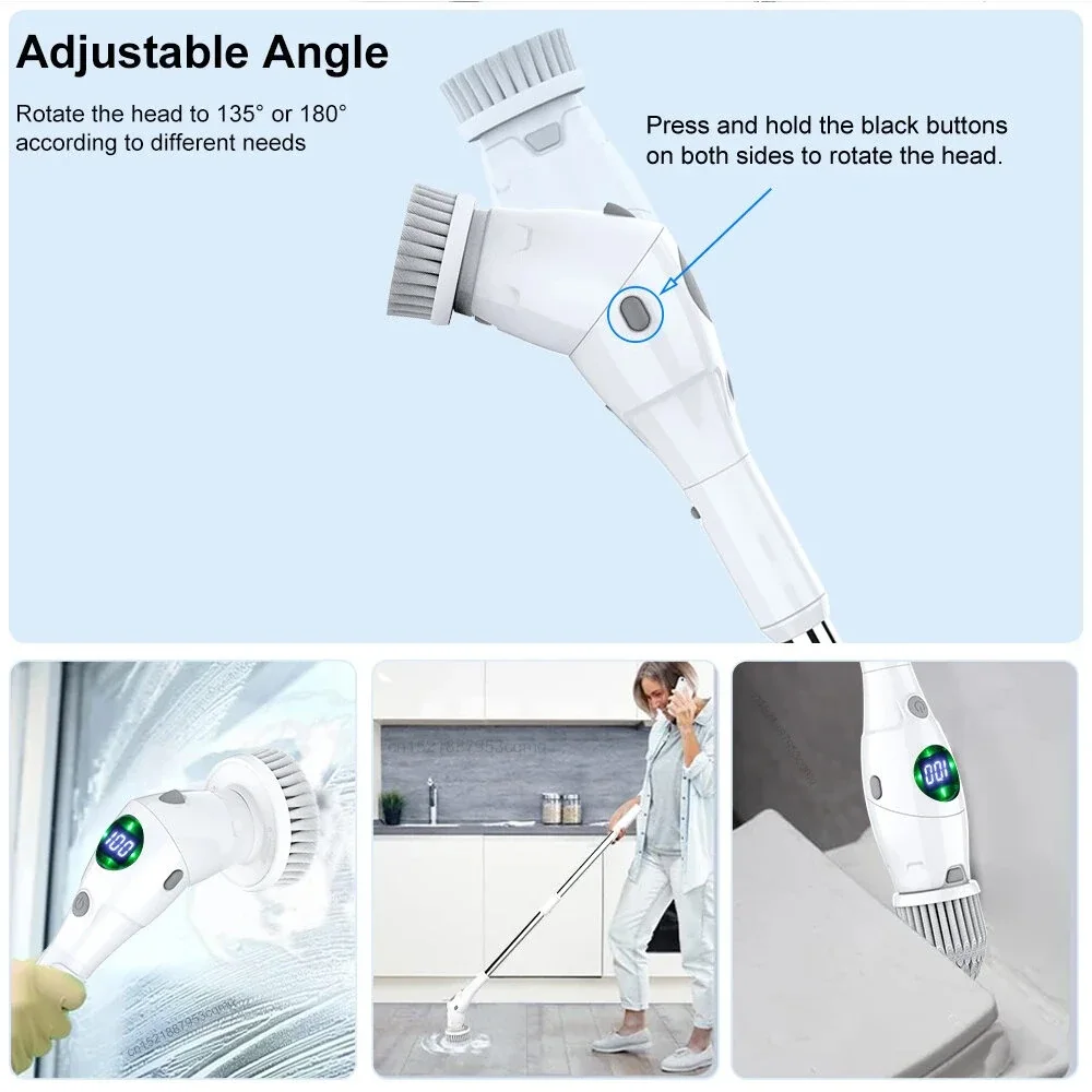 8 in 1 Multifunctional Wireless Cleaning Brush 2500mAh Type-C USB Rechargeable
