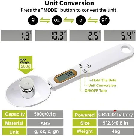 Electronic Kitchen Scale 500g 0.1g LCD Digital Measuring Food Flour Digital Spoon