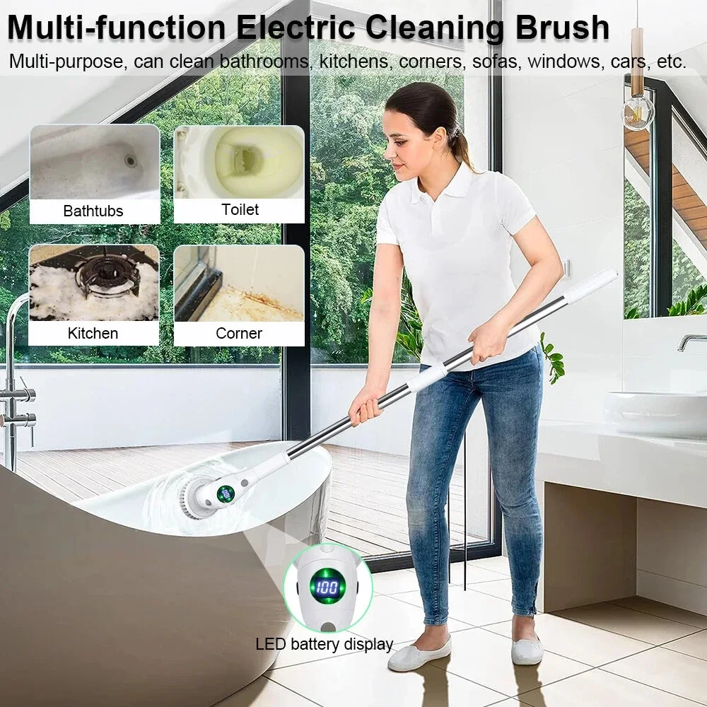 8 in 1 Multifunctional Wireless Cleaning Brush 2500mAh Type-C USB Rechargeable