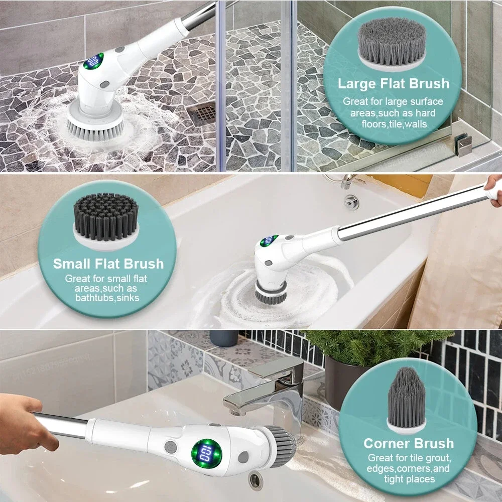 8 in 1 Multifunctional Wireless Cleaning Brush 2500mAh Type-C USB Rechargeable