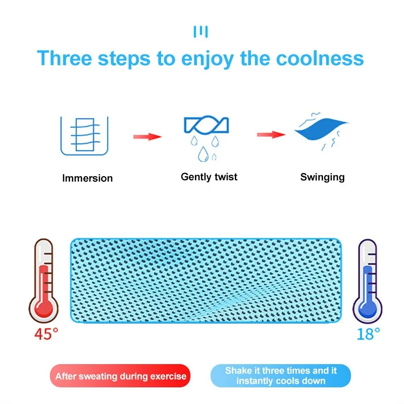 KALOAD 1pcs Portable Quick Drying Summer Cooling Towel with Round Silicone Box Soft Breathable Scarves for Sports Gym Running Yoga Fitness - Sky Blue