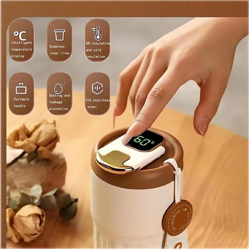 Stainless Steel 316 Smart Thermal Cup with Intelligent Temperature Display 450ml