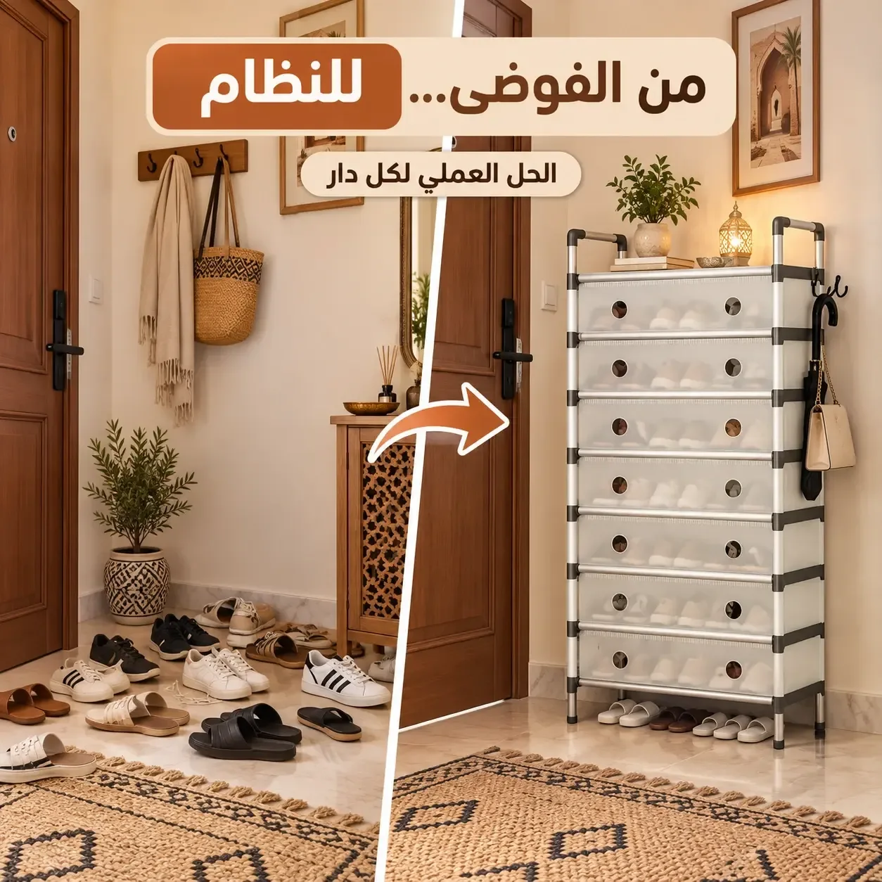 خزانة أحذية 8 طبقات لتنظيم وتوفير المساحة