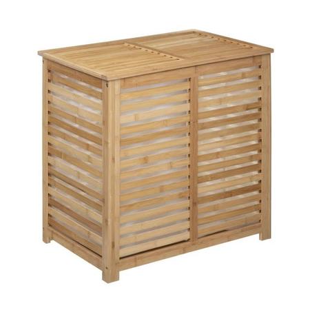 Panier à linge double en bambou SICELA - Naturel