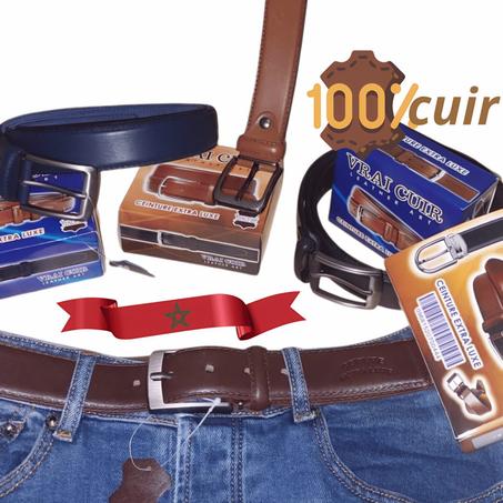 حزام رجالي من الجلد الطبيعي Ceinture en cuir véritable