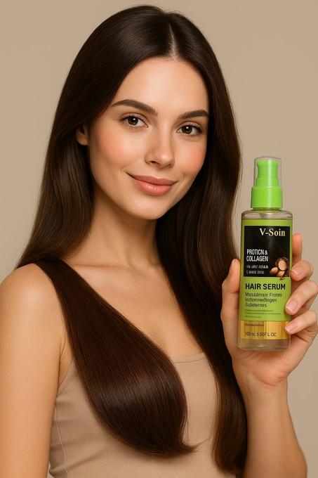 سيروم الشعر V-Soin بالبروتين والكولاجين وزيت المكاديميا – 100 مل – خالي من السلفات