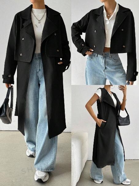 Manteau tendance  en deux pièces, à porter de quatre façons