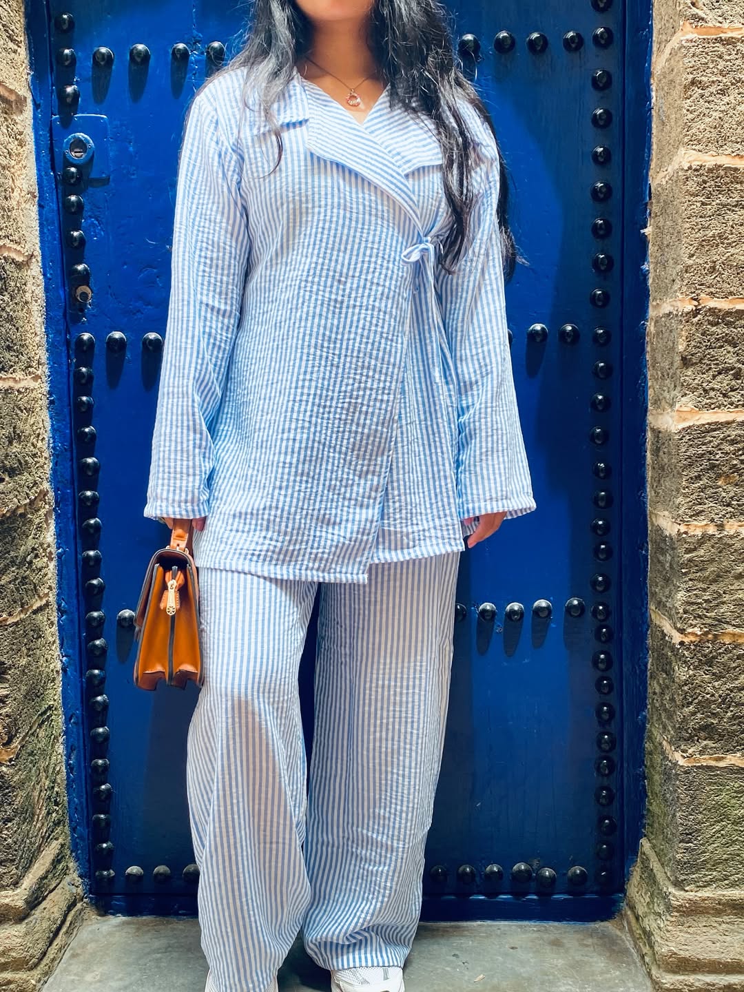 Ensemble en lin rayé - Confort oversize & style bohème