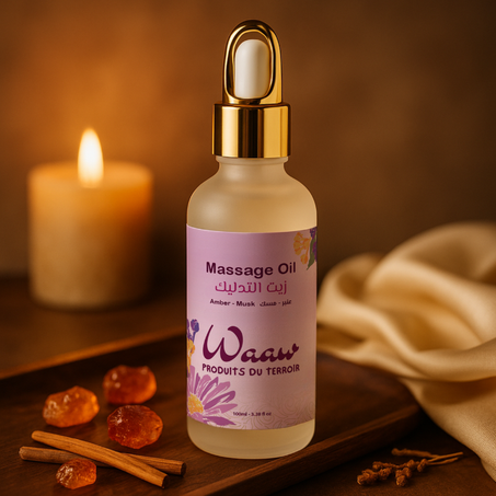 زيت الجسم والتدليك برائحة العنبر والمسك - L'huile de corps et massage Ambre-Musc