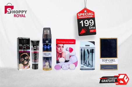 باك ديال الصيف عطر روعة + سبراي الجسم +الة 5 في 1 لغسل وتنظيف البشرة +ماسك الاسواد لإزالة الرؤس السوداء +باك لرموش والحواجب هادشي كامل فباك واحد غير 199درهم والتوصيل بالمجان