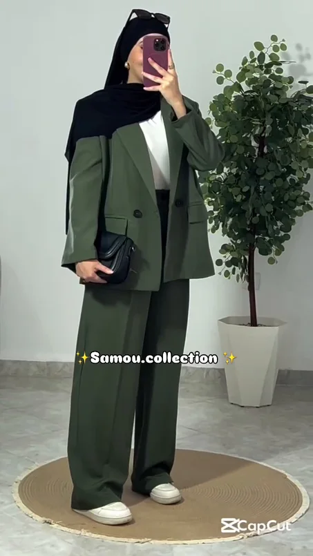 Ensemble Costume Vert Olive Chic