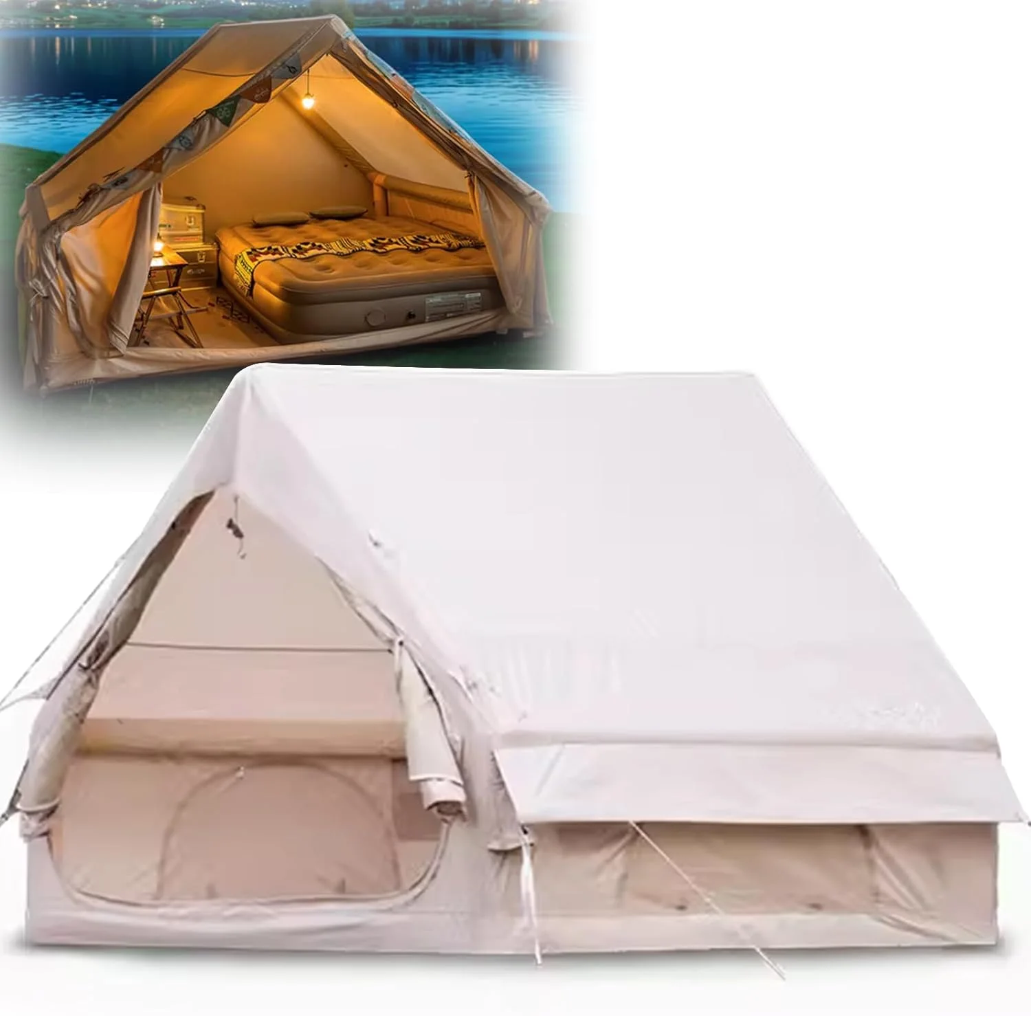 ⛺ خيمة مثالية للكامپينغ – نفخ أوتوماتيكي فـ5 دقايق! تصميم فخم وحماية مطلقة ضدّ البرد والريح ☁️🔥